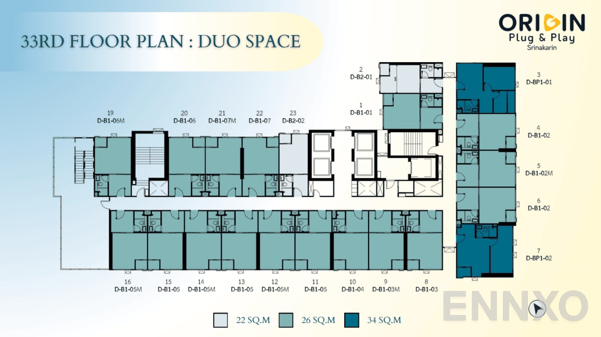 แปลนชั้น 33rd Floor ของโครงการ ออริจิ้น ปลั๊ก แอนด์ เพลย์ ศรีนครินทร์