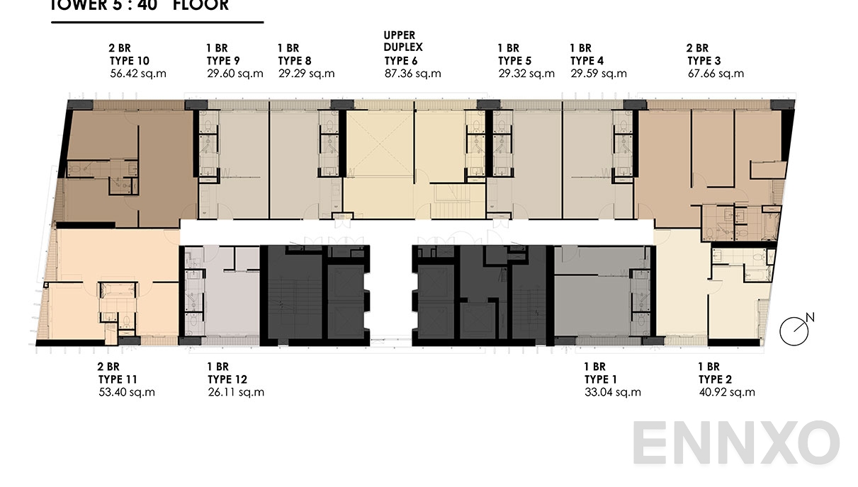 แปลนชั้น TOWER 5 : 40 FLOOR ของโครงการ พาร์ค ออริจิ้น พร้อมพงษ์
