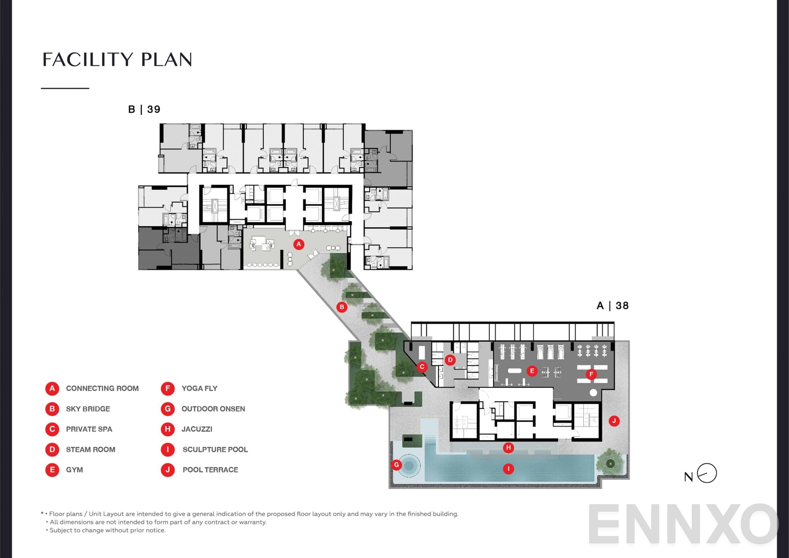 แปลนชั้น Facility Plan A 38, B 39 ของโครงการ พาร์ค ออริจิ้น ทองหล่อ