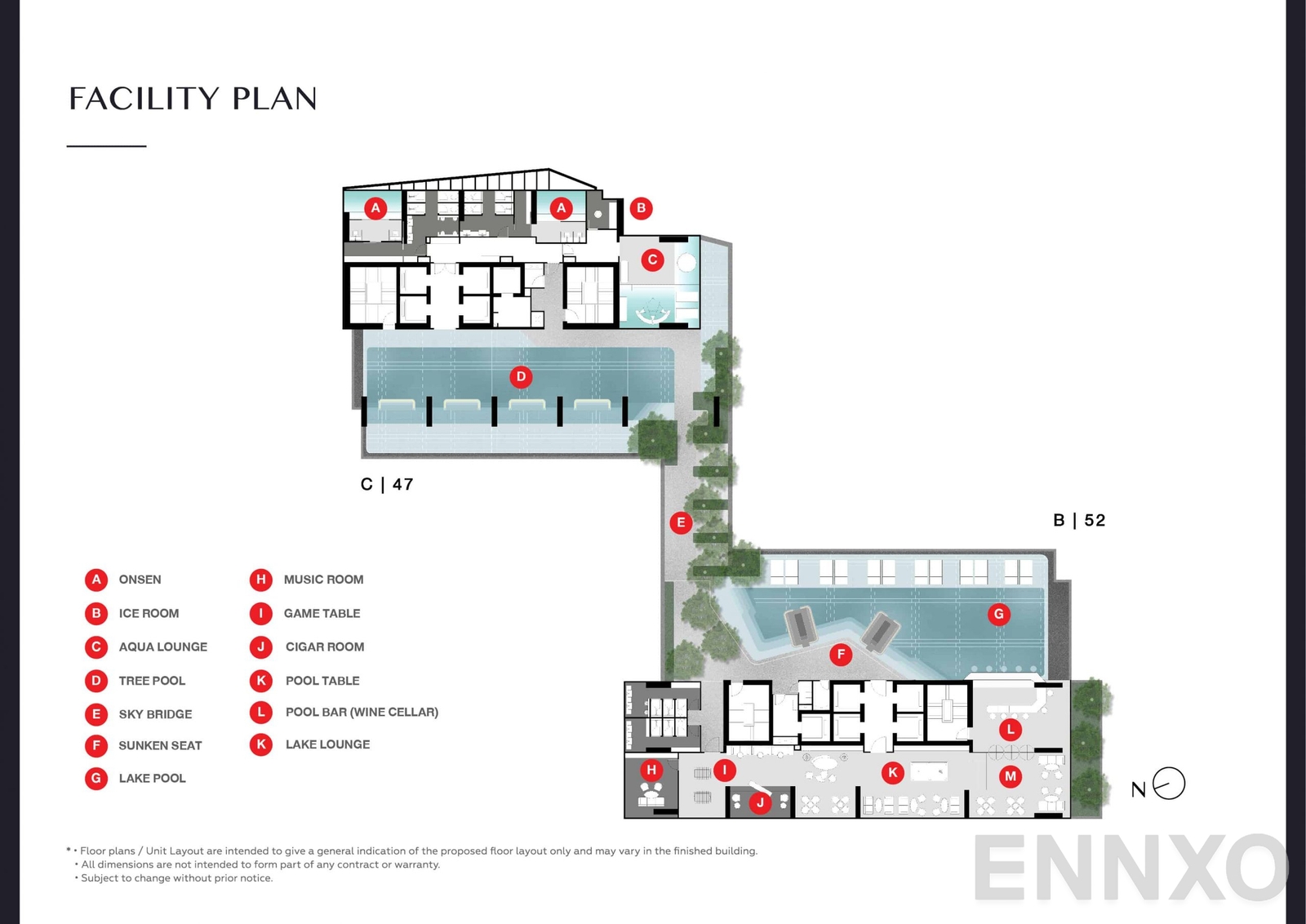 แปลนชั้น Facility Plan B 52, C 47 ของโครงการ พาร์ค ออริจิ้น ทองหล่อ