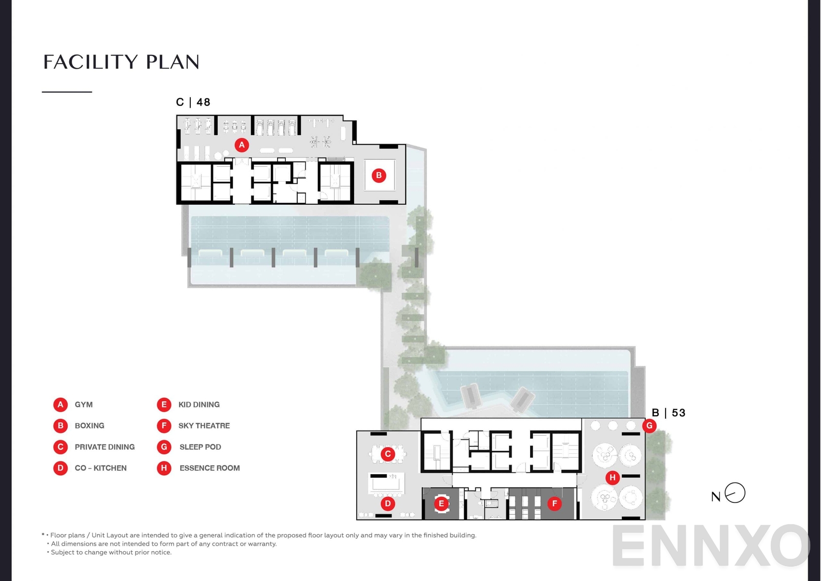 แปลนชั้น Facility Plan B 53, C 48 ของโครงการ พาร์ค ออริจิ้น ทองหล่อ