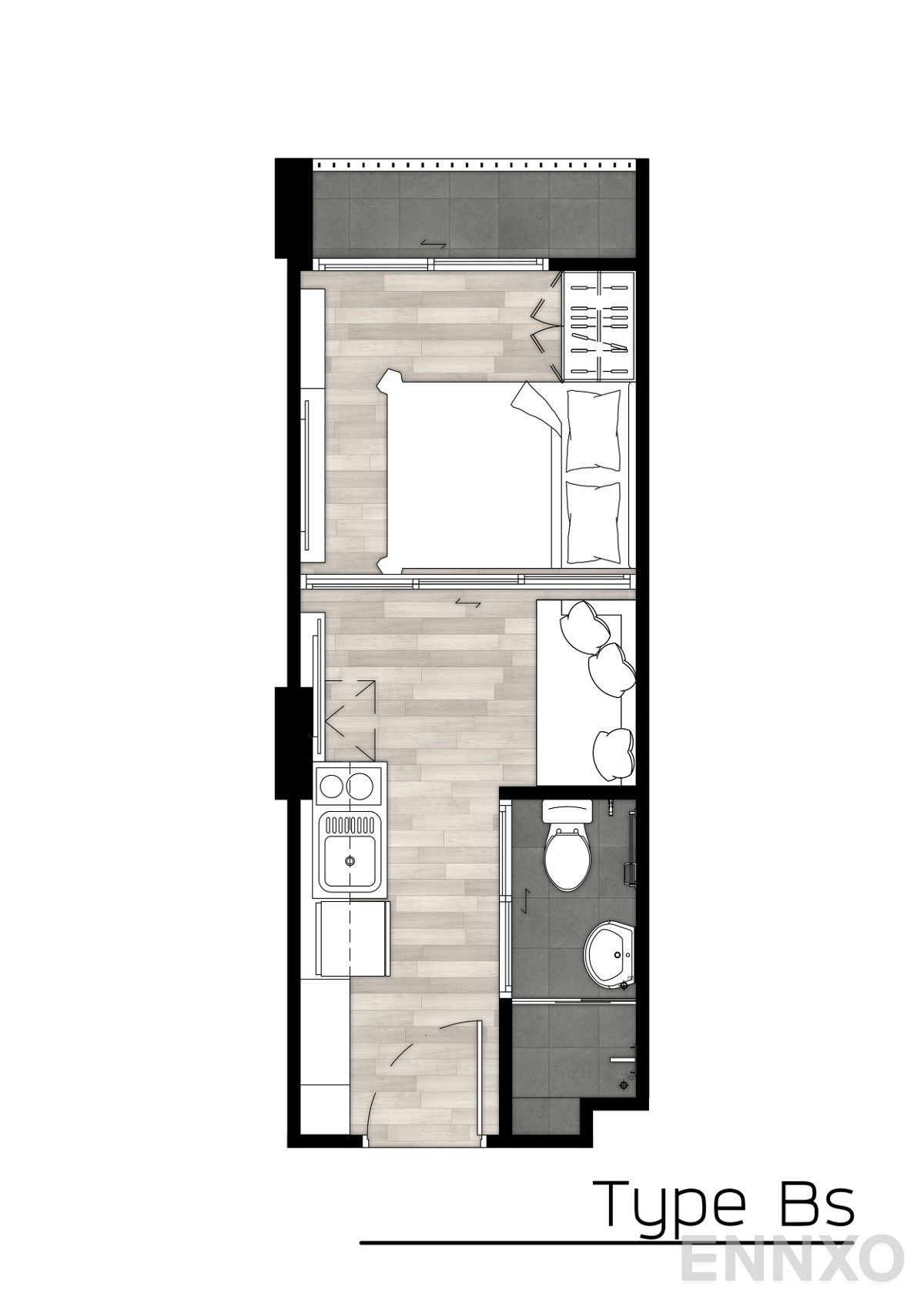 รูปแปลนห้อง Type Bs ของโครงการ พอส สุขุมวิท 115