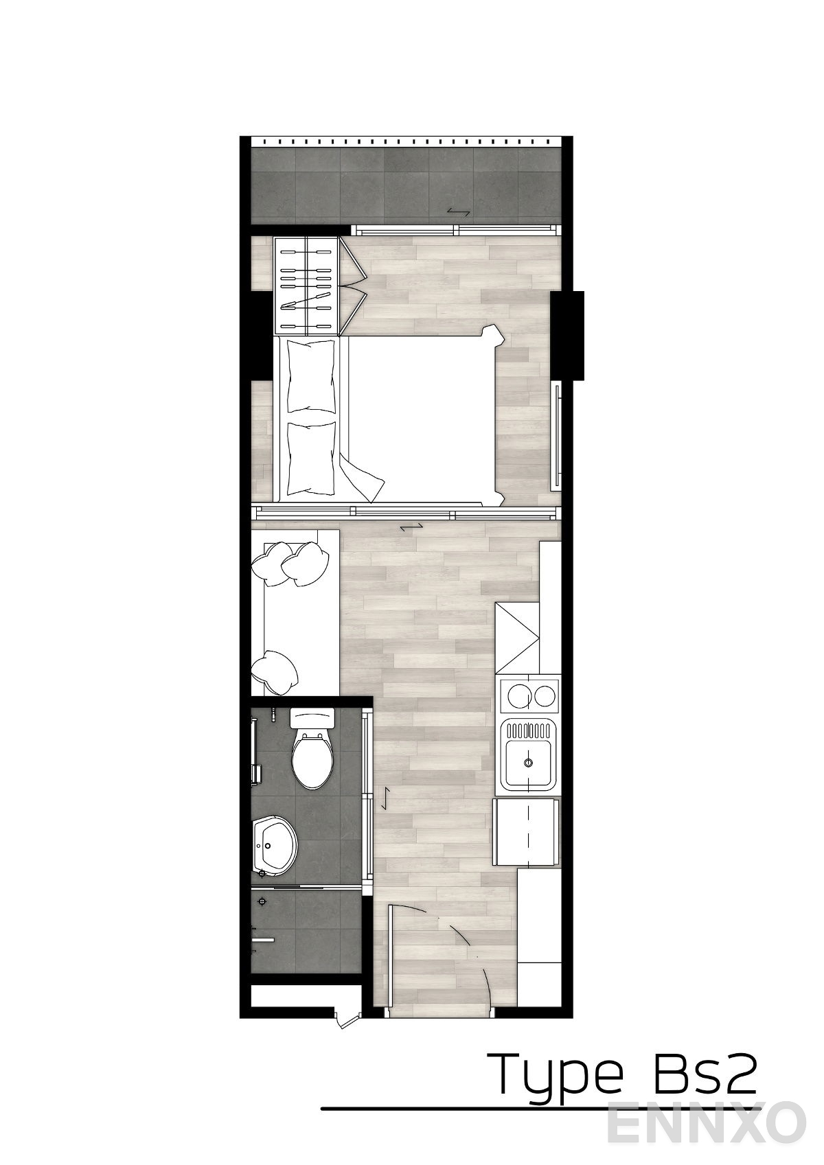 รูปแปลนห้อง Type Bs2 ของโครงการ พอส สุขุมวิท 115