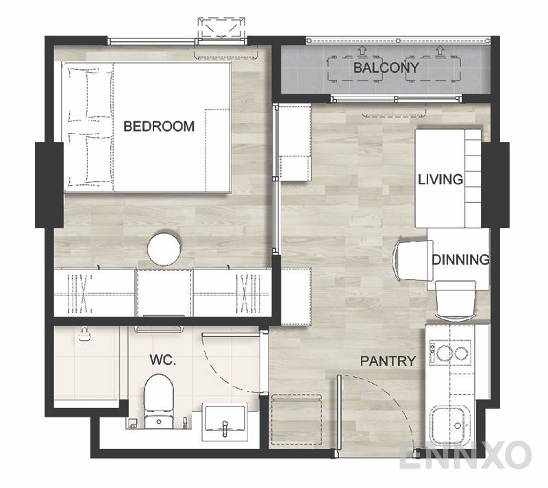 รูปแปลนห้อง Type A ของโครงการ ฟีล พหล 34