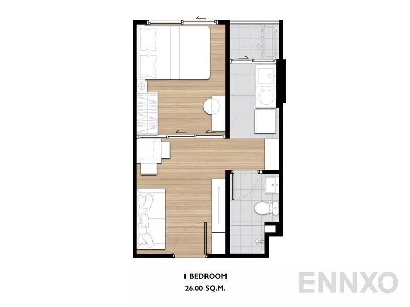 รูปแปลนห้อง 1 Bedroom ของโครงการ พลัมคอนโด แจ้งวัฒนะ - ดอนเมือง