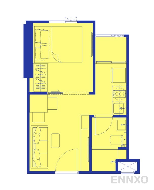 รูปแปลนห้อง Type A ของโครงการ พลัม คอนโด นิวเวสต์