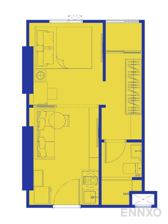 รูปแปลนห้อง Type B ของโครงการ พลัม คอนโด นิวเวสต์