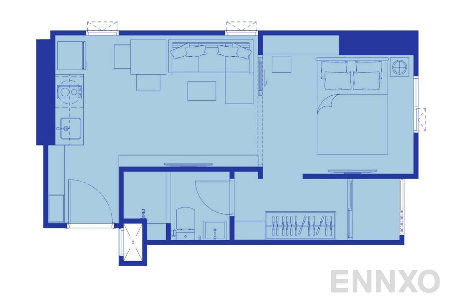 รูปแปลนห้อง Type C ของโครงการ พลัม คอนโด นิวเวสต์