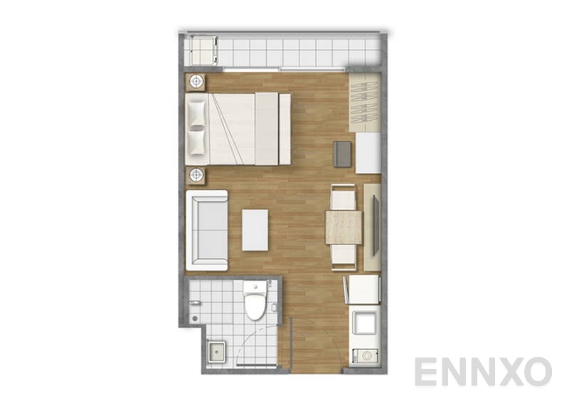 รูปแปลนห้อง PETITE ของโครงการ พลัม คอนโด พหลโยธิน 89