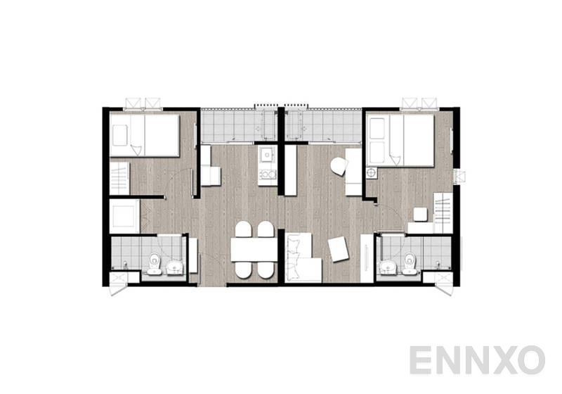 รูปแปลนห้อง 2 Bedroom ของโครงการ พลัม คอนโด ปิ่นเกล้า สเตชั่น