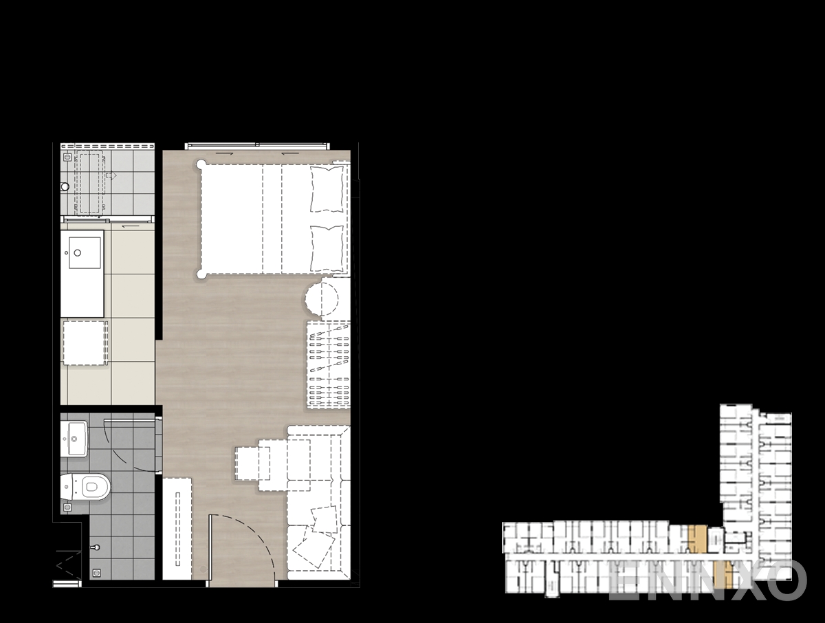 รูปแปลนห้อง 23.75 - 24.00 ตร.ม. ของโครงการ พลัมคอนโด พระราม 2