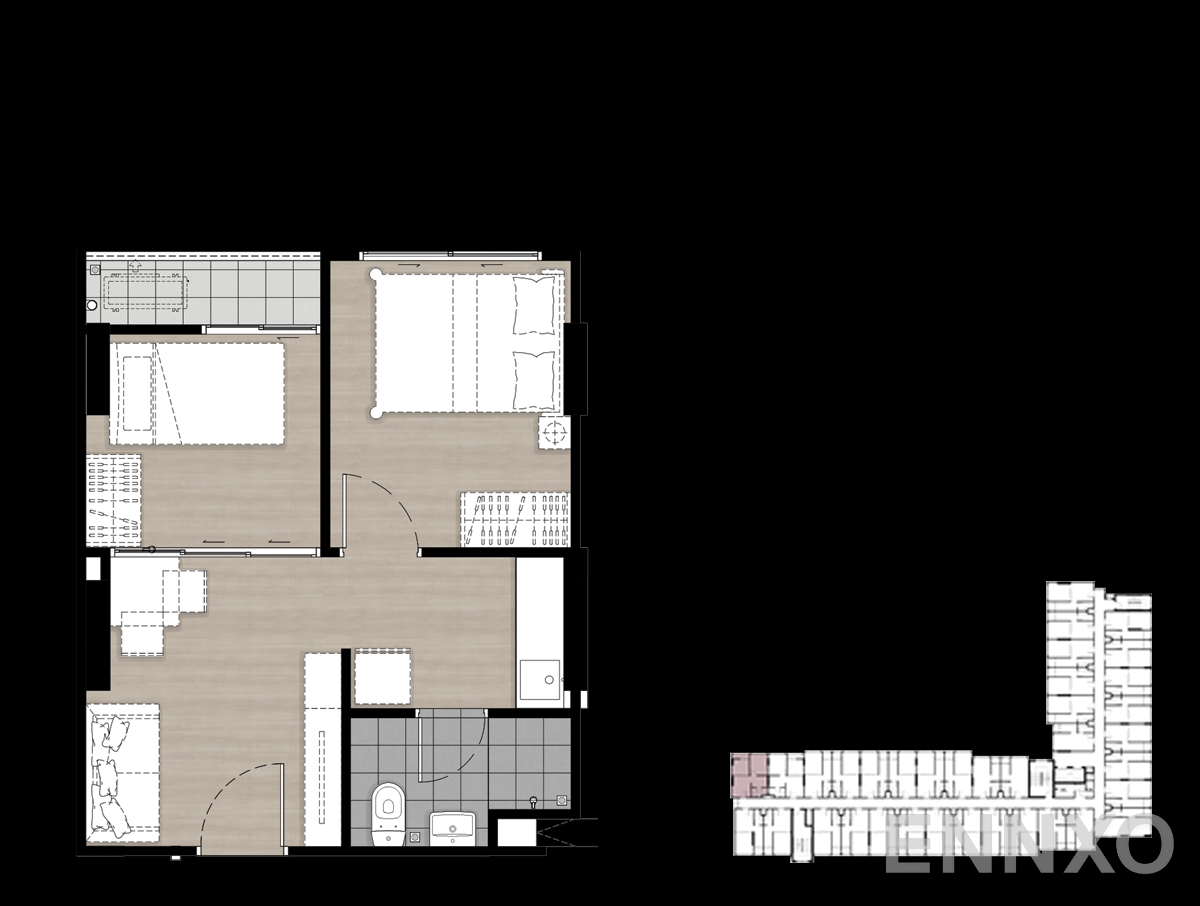 รูปแปลนห้อง 1 Bedroom Plus ของโครงการ พลัมคอนโด พระราม 2