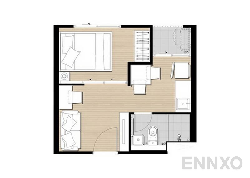 รูปแปลนห้อง 1 Bedroom โครงการ พลัมคอนโด รามคำแหง สเตชั่น