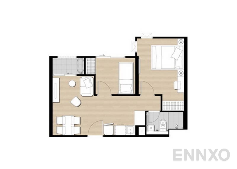 รูปแปลนห้อง 1 Bedroom Plus ของโครงการ พลัมคอนโด รามคำแหง สเตชั่น