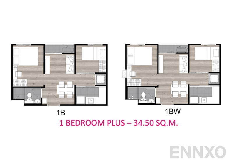 รูปแปลนห้อง 1 Bedroom Plus ของโครงการ พลัม คอนโด รังสิต อไลฟ์