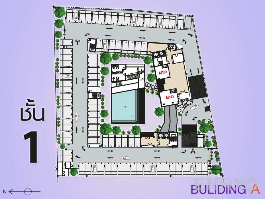 แปลนชั้น Floor 1 ของโครงการ พลัส คอนโด หาดใหญ่