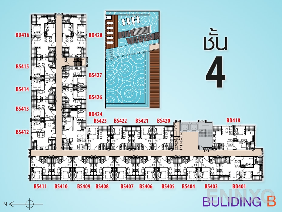 แปลนชั้น Floor 4 ของโครงการ พลัส คอนโด หาดใหญ่