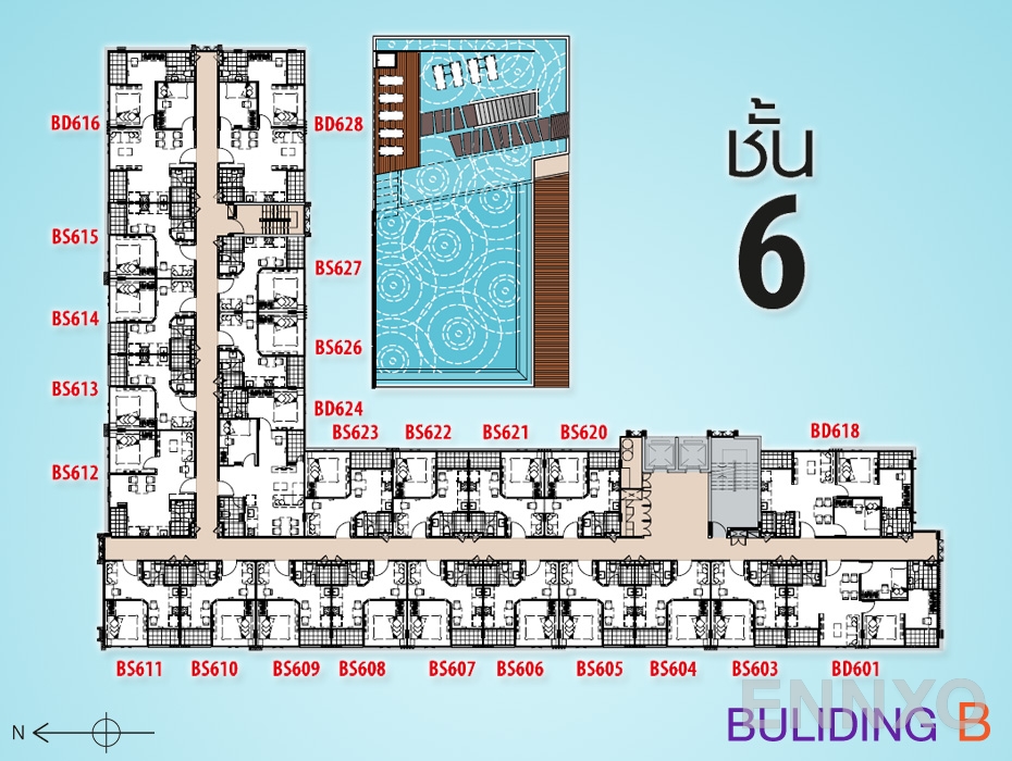 แปลนชั้น Floor 6 ของโครงการ พลัส คอนโด หาดใหญ่