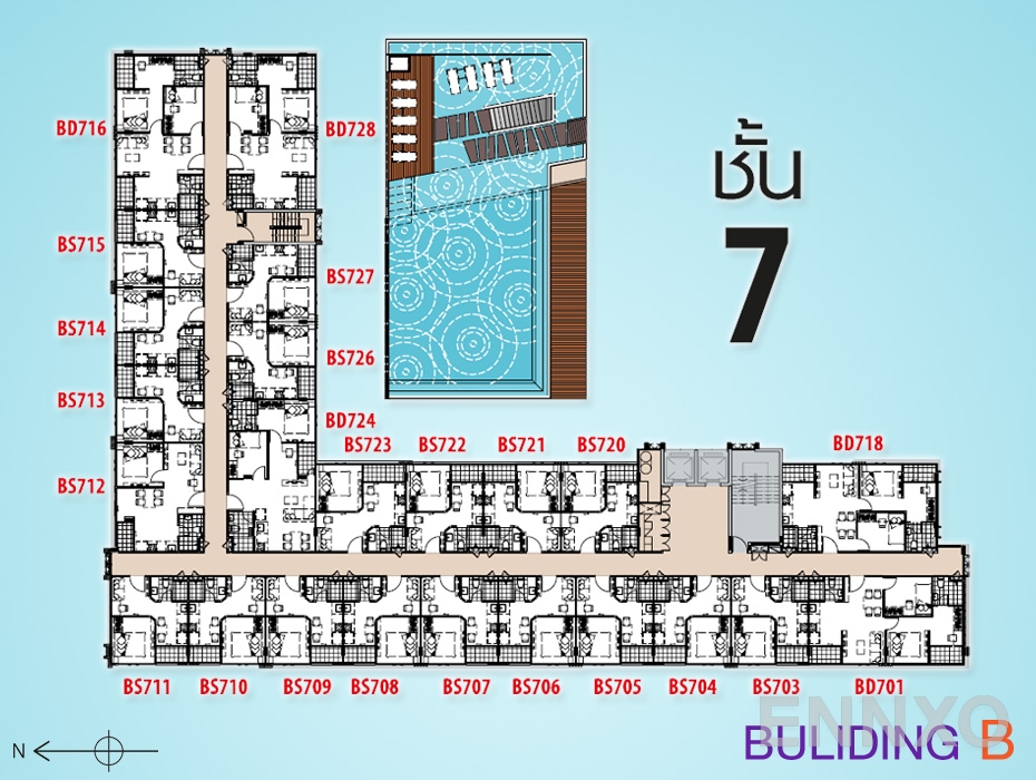 แปลนชั้น Floor 7 ของโครงการ พลัส คอนโด หาดใหญ่