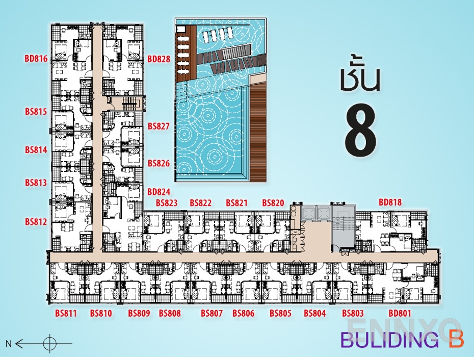 แปลนชั้น Floor 8 ของโครงการ พลัส คอนโด หาดใหญ่