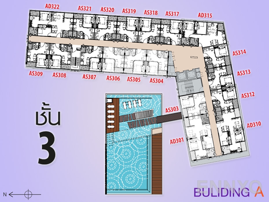 แปลนชั้น Floor 3 ของโครงการ พลัส คอนโด หาดใหญ่