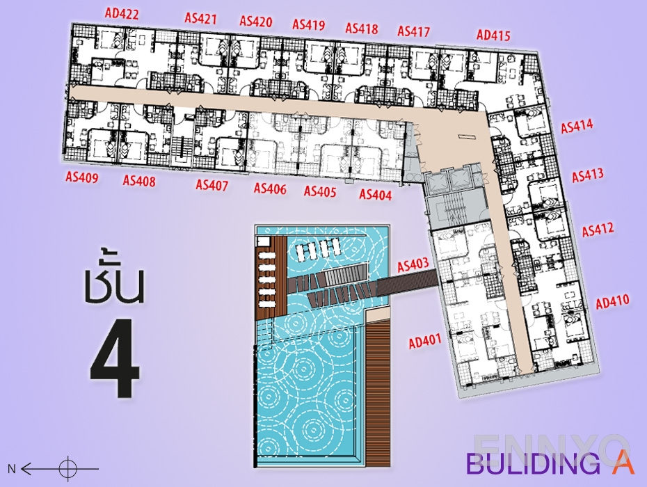 แปลนชั้น Floor 4 ของโครงการ พลัส คอนโด หาดใหญ่