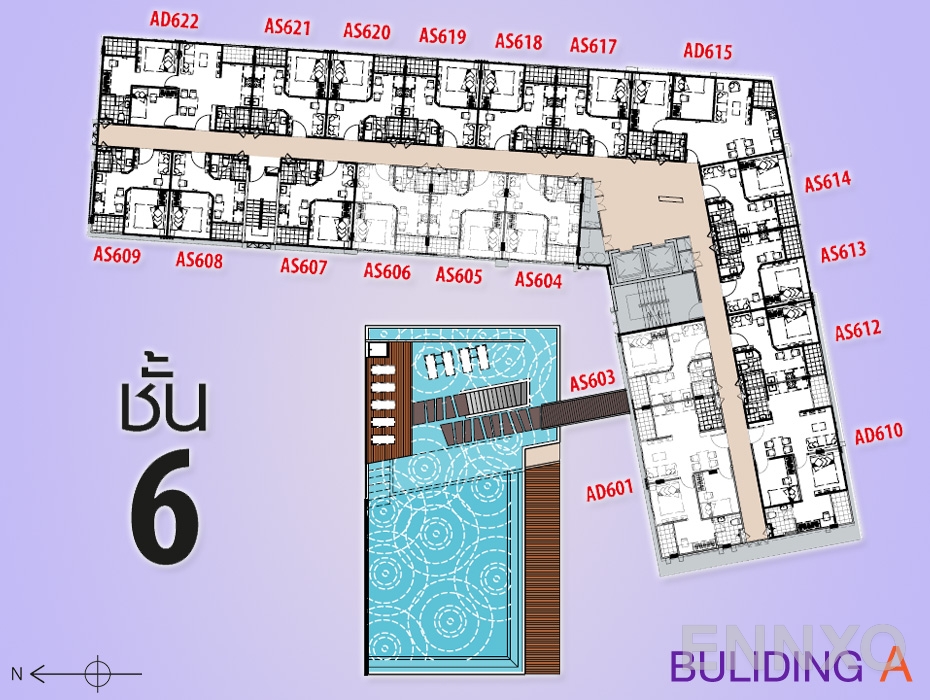 แปลนชั้น Floor 6 ของโครงการ พลัส คอนโด หาดใหญ่