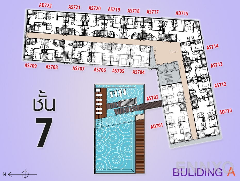 แปลนชั้น Floor 7 ของโครงการ พลัส คอนโด หาดใหญ่