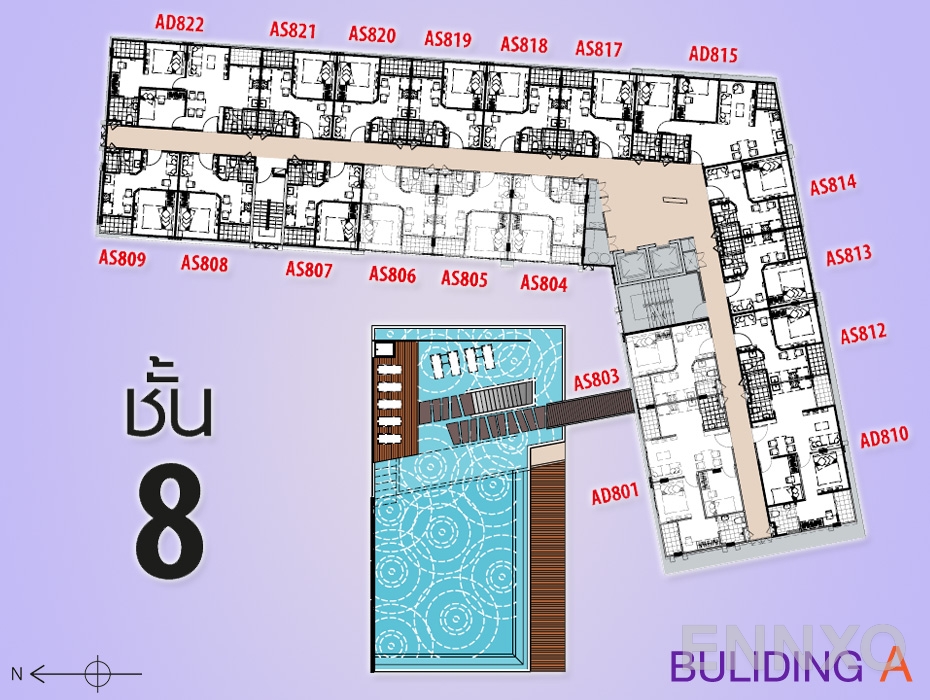 แปลนชั้น Floor 8 ของโครงการ พลัส คอนโด หาดใหญ่