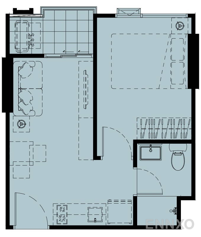 รูปแปลนห้อง Studio ของโครงการ Premio Quinto Condo