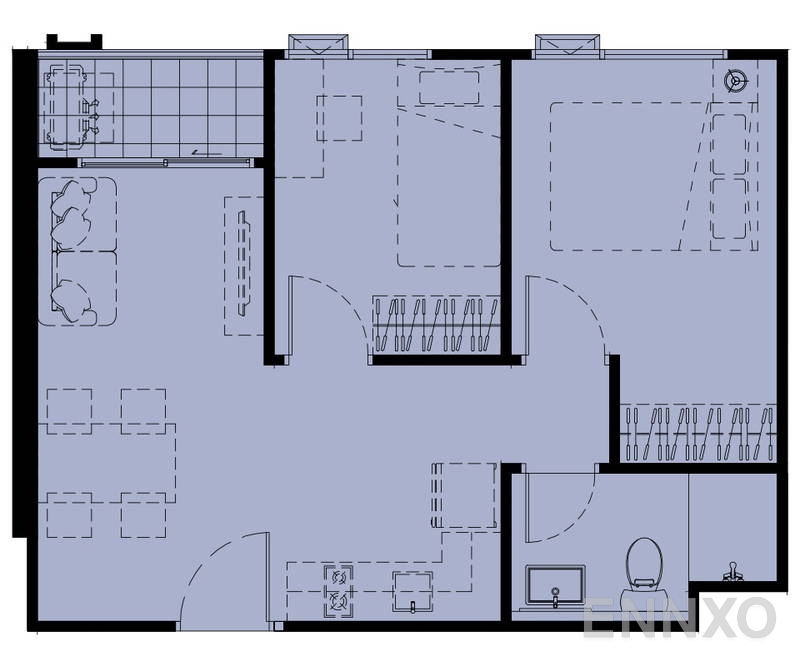 รูปแปลนห้อง 2 Bedrooms ของโครงการ Premio Quinto Condo