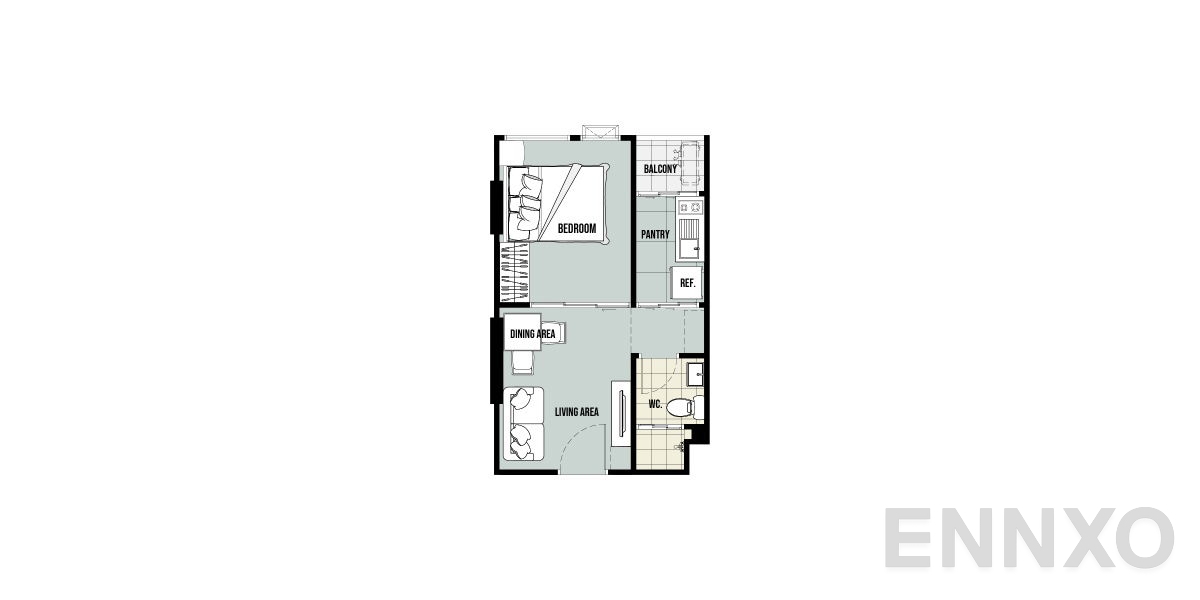 รูปแปลนห้อง Type 1B-2 ของโครงการ พรีมิโอ ยูนิค
