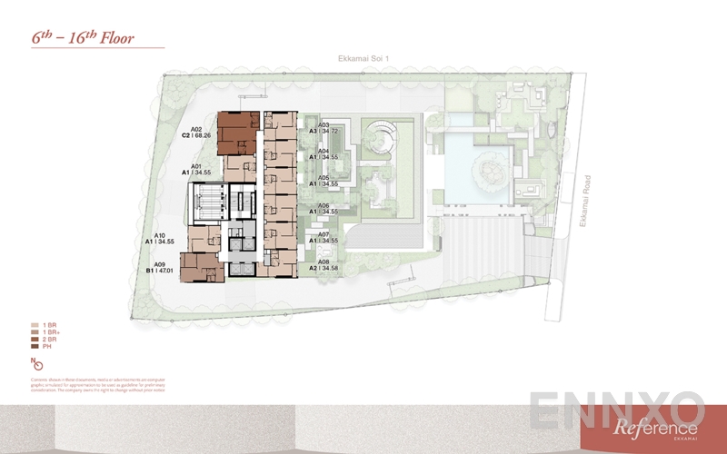 แปลนชั้น 6-16 ของโครงการ เรฟเฟอเรนซ์ เอกมัย 