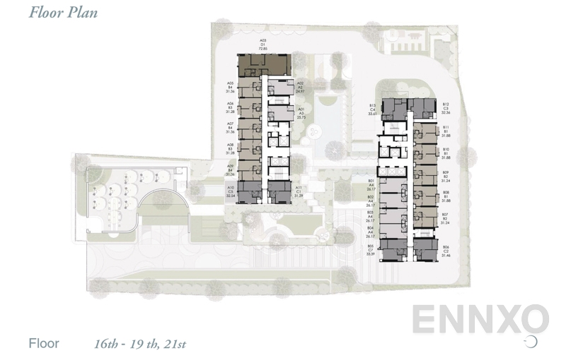 แปลนชั้น 16-19, 21 ของโครงการ Reference Sathorn - Wongwianyai