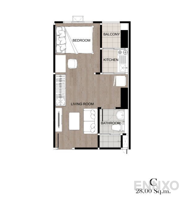 รูปแปลนห้อง Type C ของโครงการ Regent home bangna