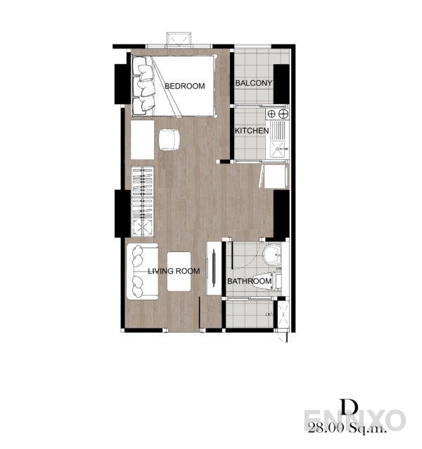 รูปแปลนห้อง Type D ของโครงการ Regent home bangna