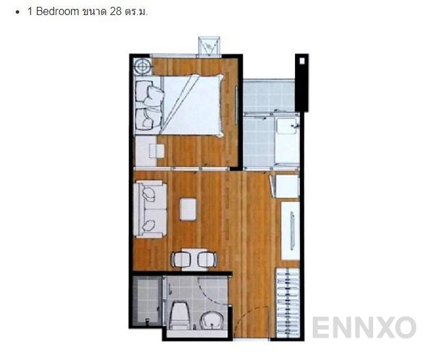 รูปแปลนห้อง 1 Bedroom ของโครงการ Regent Home Sukhumvit 97/1