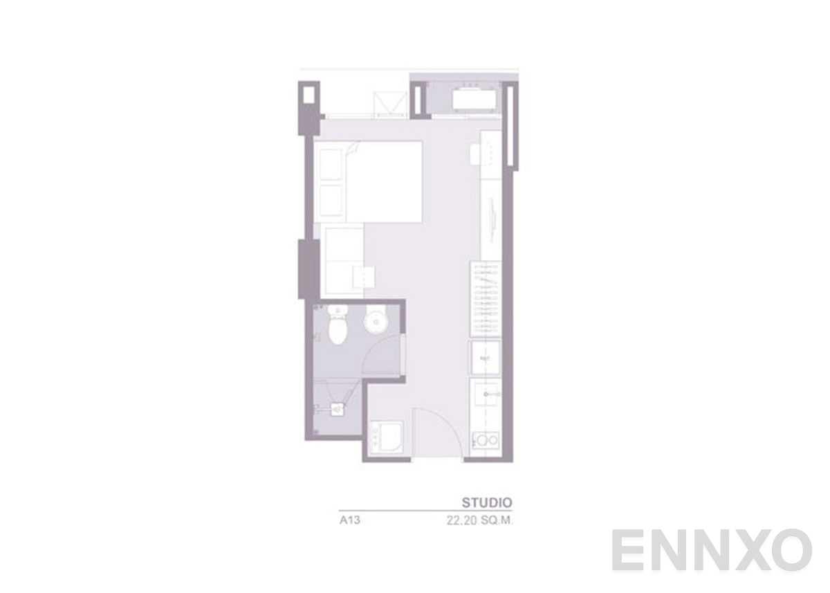 รูปแปลนห้อง Studio โครงการ ริทึ่ม อโศก 2