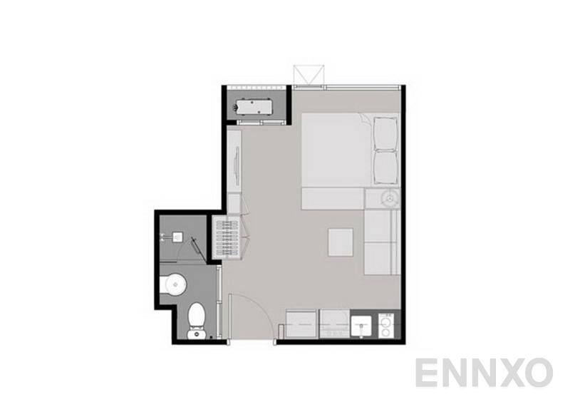 รูปแปลนห้อง Studio ของโครงการ ริทึ่ม อโศก