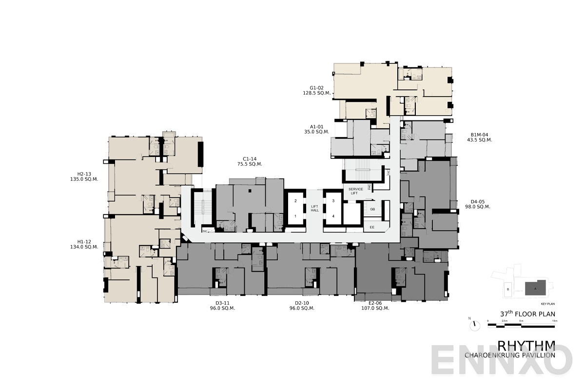 แปลนชั้น 37th Floor ของโครงการ ริทึ่ม เจริญกรุง พาวิลเลี่ยน