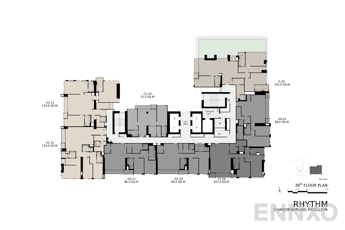 แปลนชั้น 38th Floor ของโครงการ ริทึ่ม เจริญกรุง พาวิลเลี่ยน