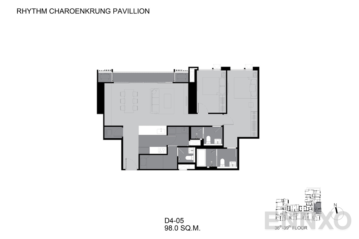 รูปแปลนห้อง D4-05 ของโครงการ ริทึ่ม เจริญกรุง พาวิลเลี่ยน