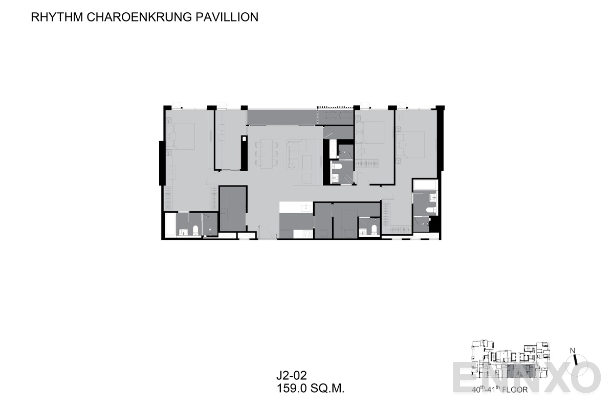 รูปแปลนห้อง J2-02 ของโครงการ ริทึ่ม เจริญกรุง พาวิลเลี่ยน