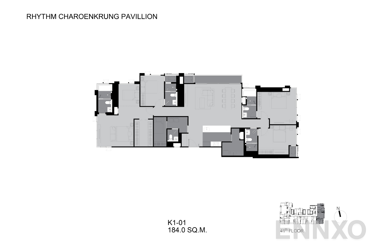 รูปแปลนห้อง K1-01-41 ของโครงการ ริทึ่ม เจริญกรุง พาวิลเลี่ยน