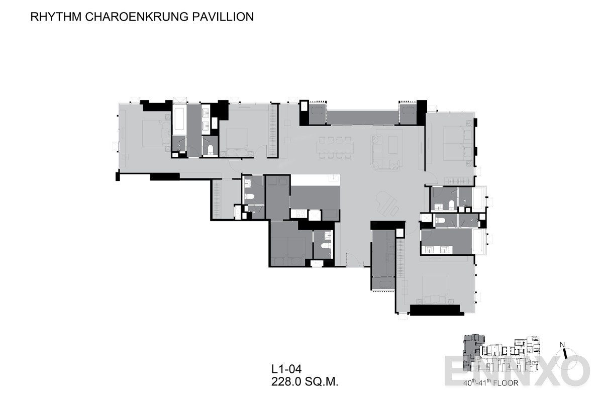 รูปแปลนห้อง L1-04 ของโครงการ ริทึ่ม เจริญกรุง พาวิลเลี่ยน