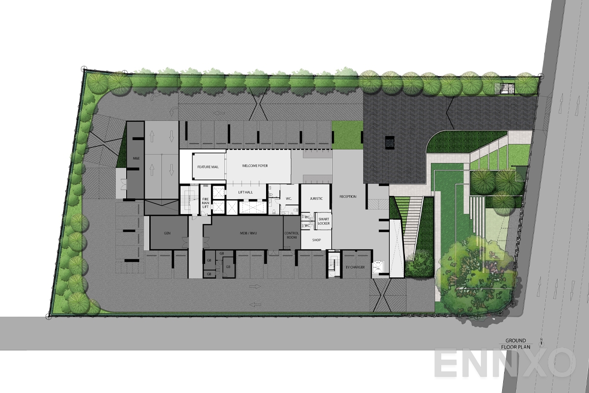 แปลนชั้น 1st floor plan ของโครงการ ริทึ่ม เอกมัย เอสเตท