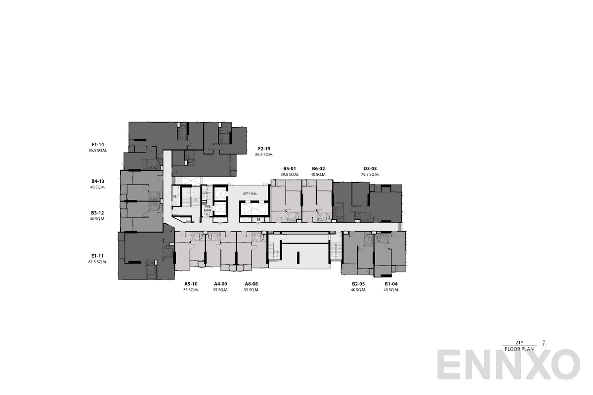 แปลนชั้น 21st floor plan ของโครงการ ริทึ่ม เอกมัย เอสเตท