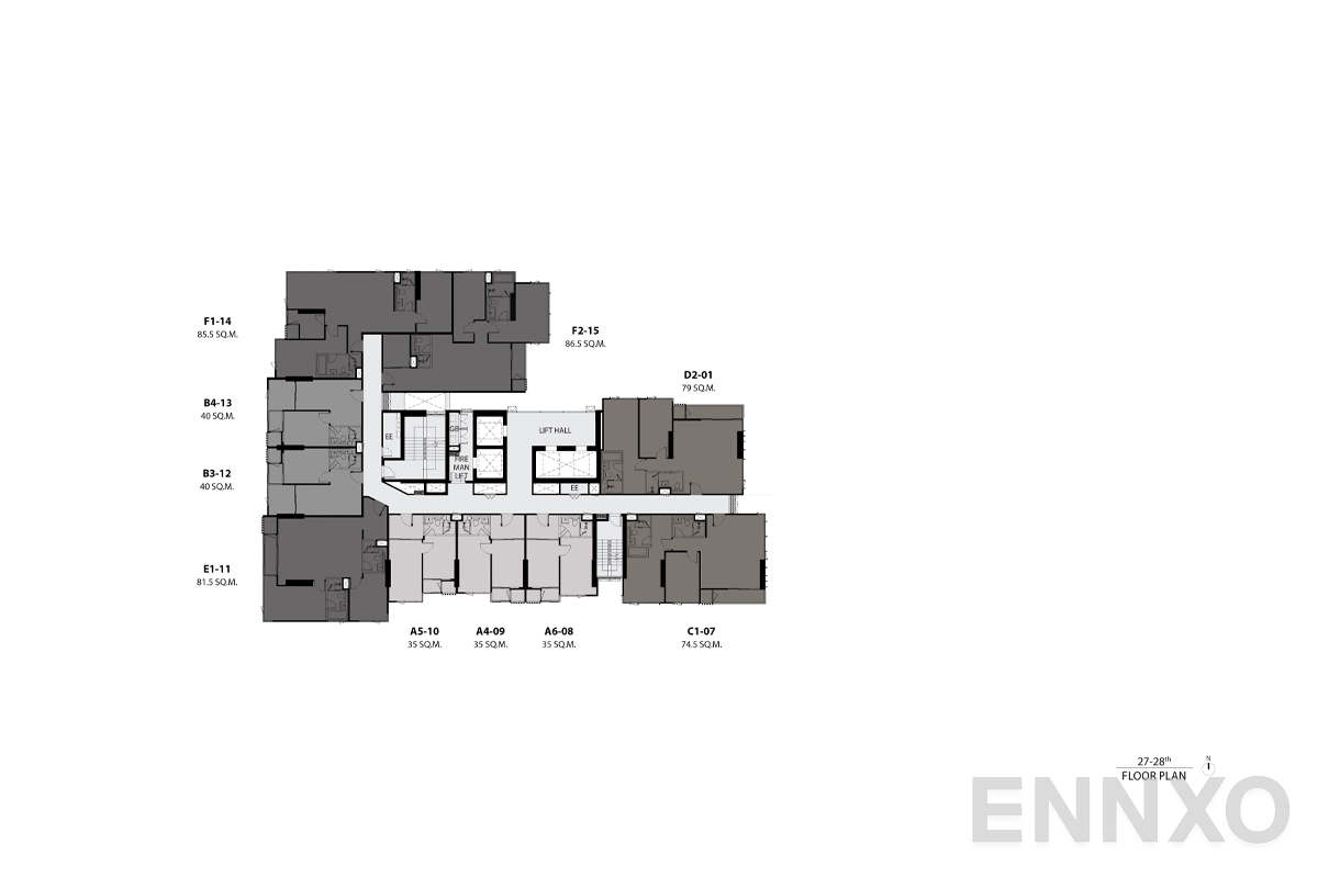 แปลนชั้น 27th-28th floor plan ของโครงการ ริทึ่ม เอกมัย เอสเตท