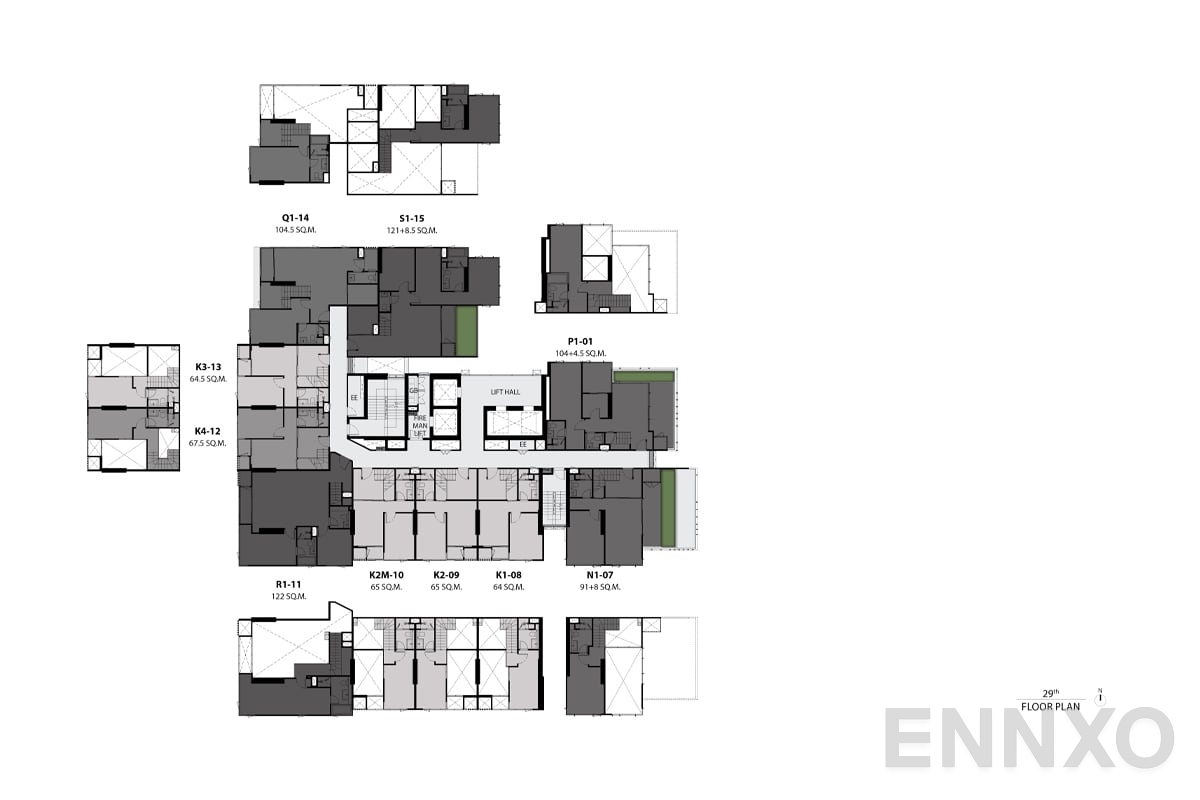 แปลนชั้น 29th floor plan ของโครงการ ริทึ่ม เอกมัย เอสเตท