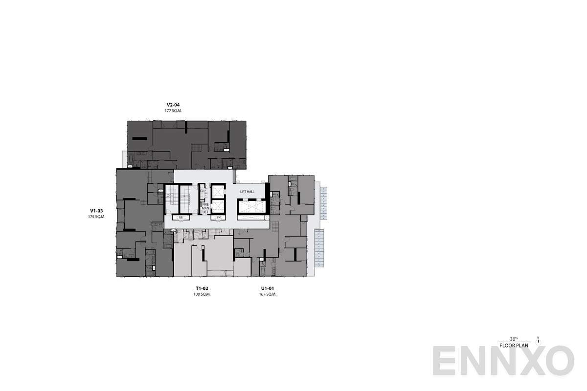 แปลนชั้น 30th floor plan ของโครงการ ริทึ่ม เอกมัย เอสเตท